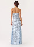 Chaniva Maxi Dress Blue Mocha Dot