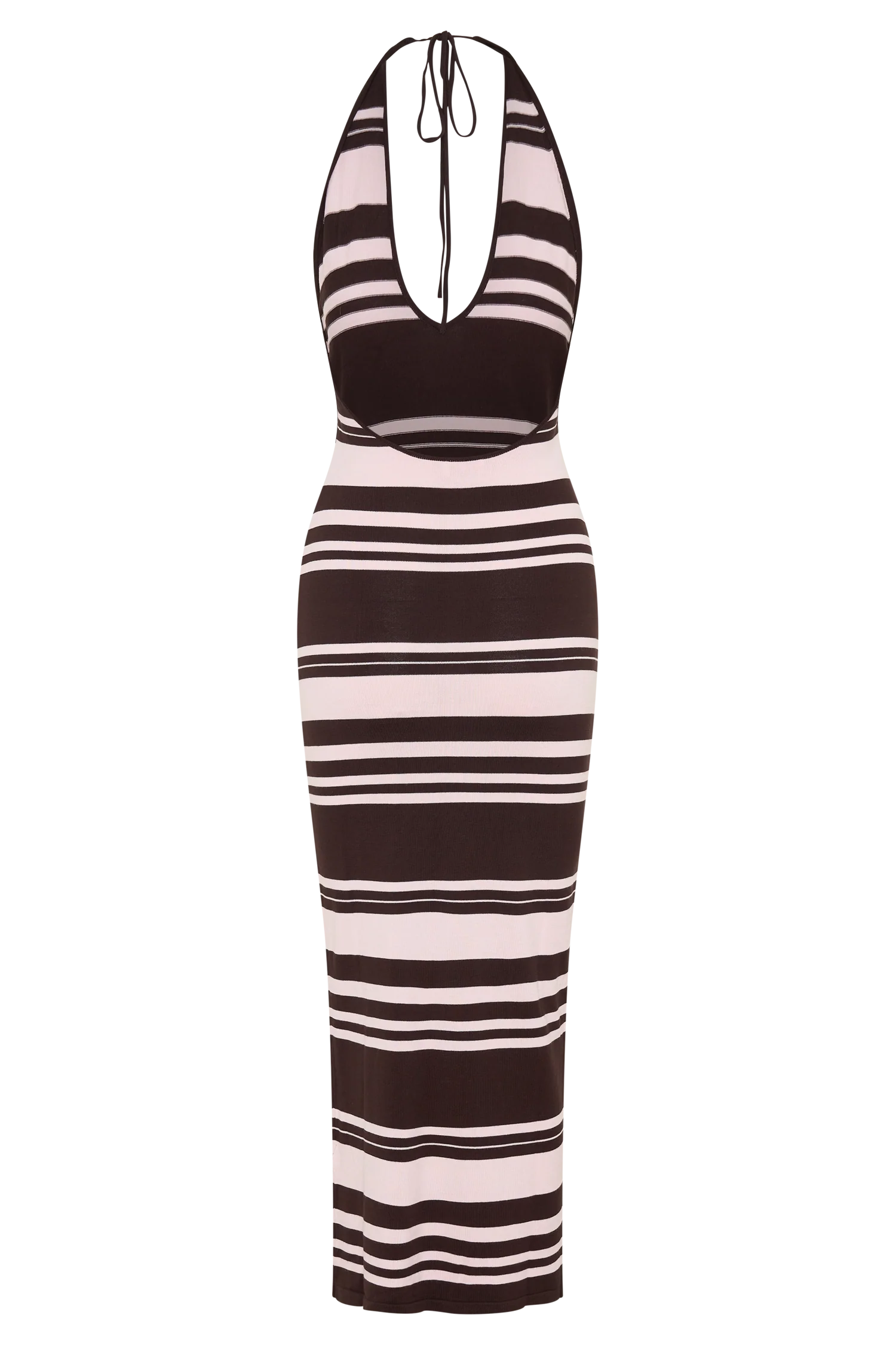 Brienne Stripe Midi Dress Pink Chocolate