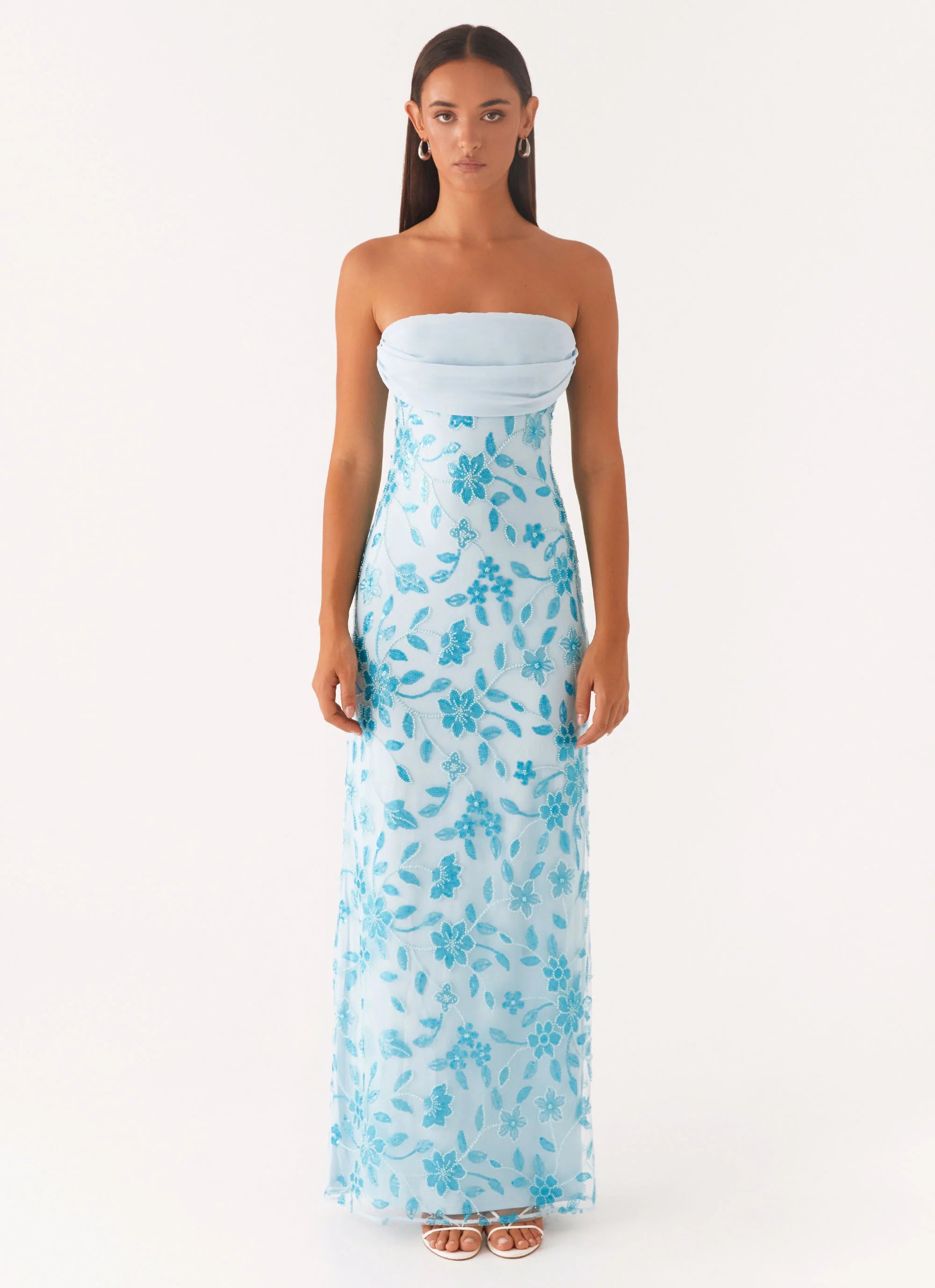 Prism Beaded Maxi Dress Blue