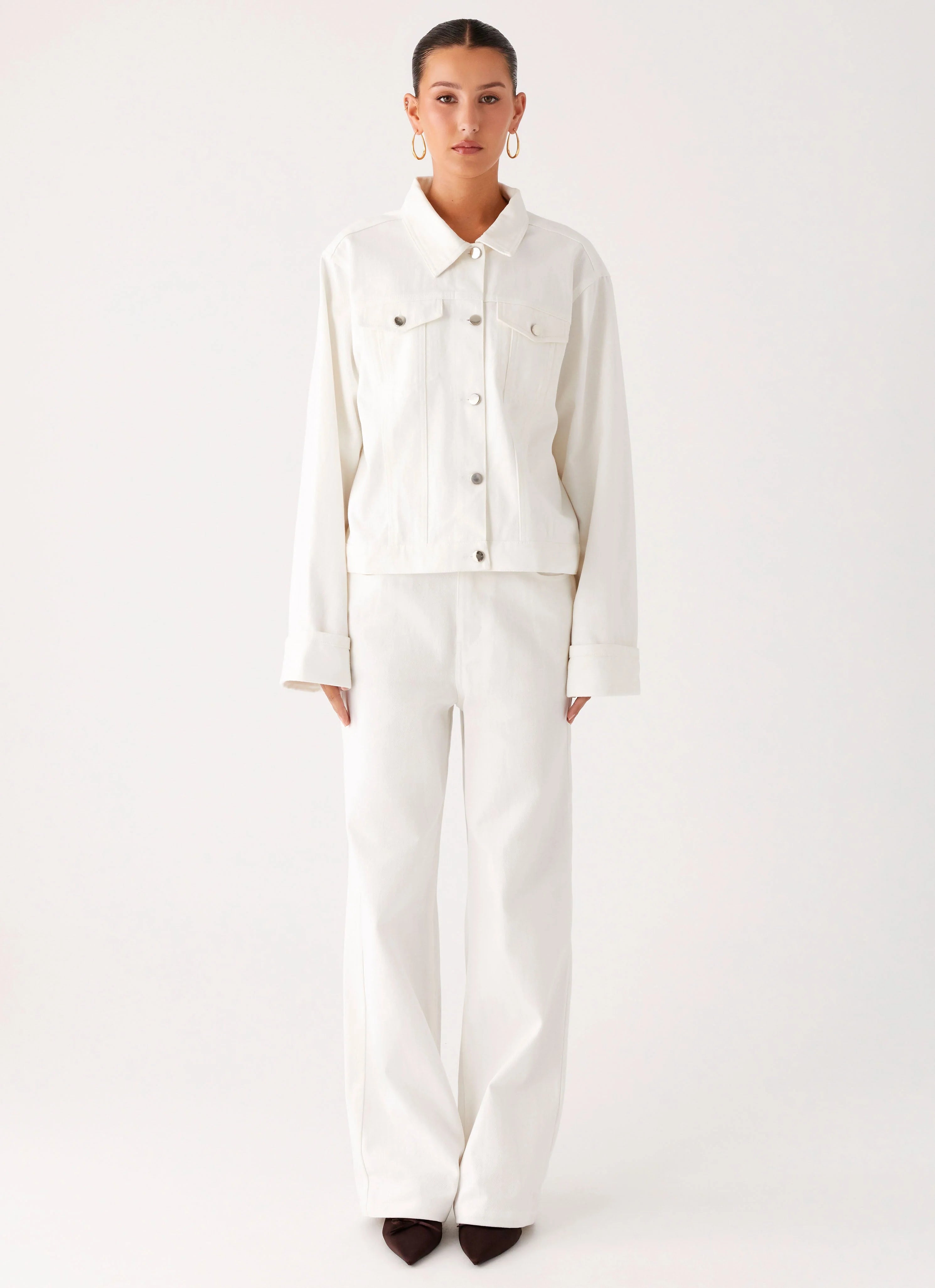 Back Again Oversized Denim Jacket White