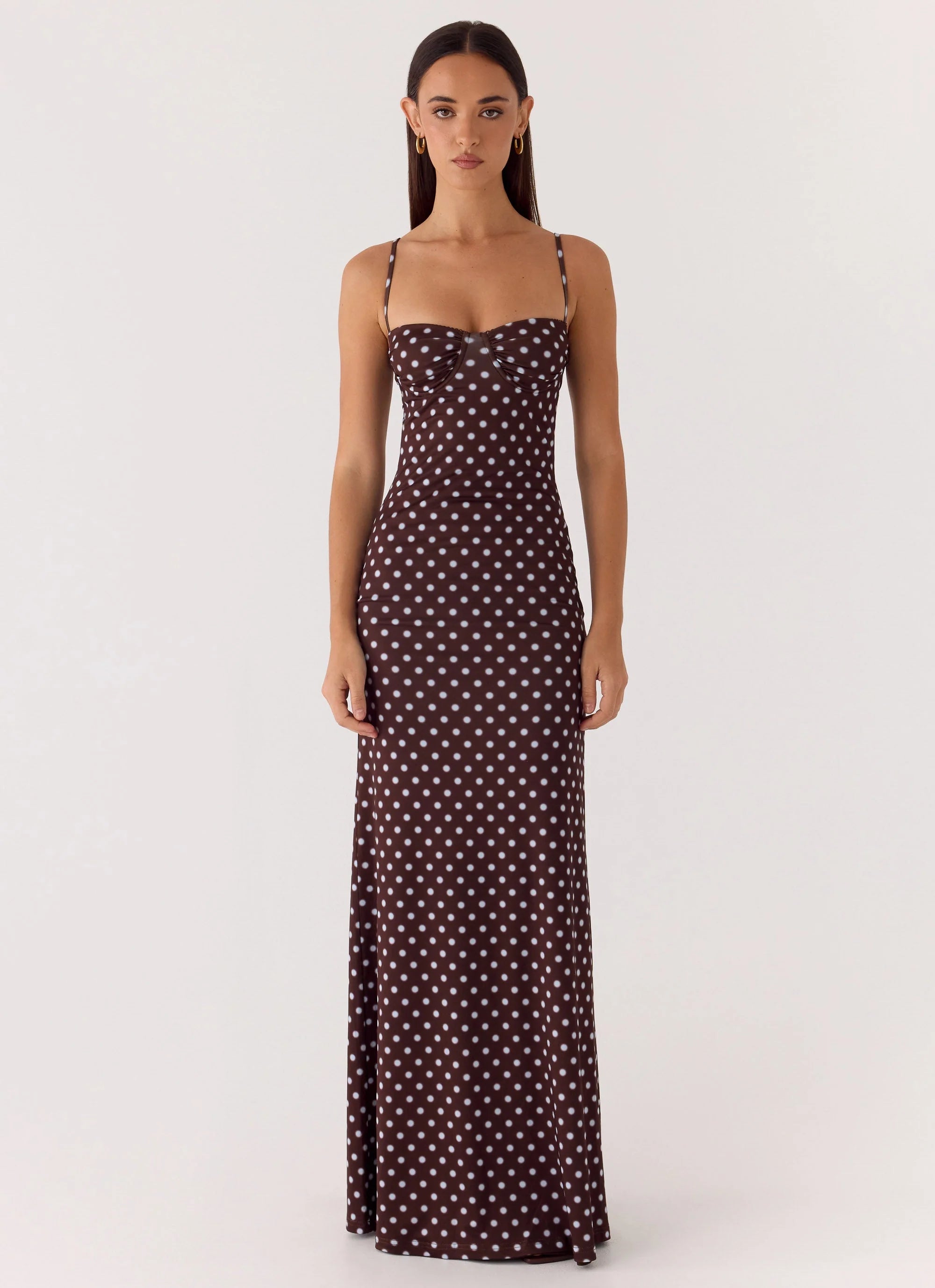 Vamonos Maxi Dress Chocolate Blue Dot