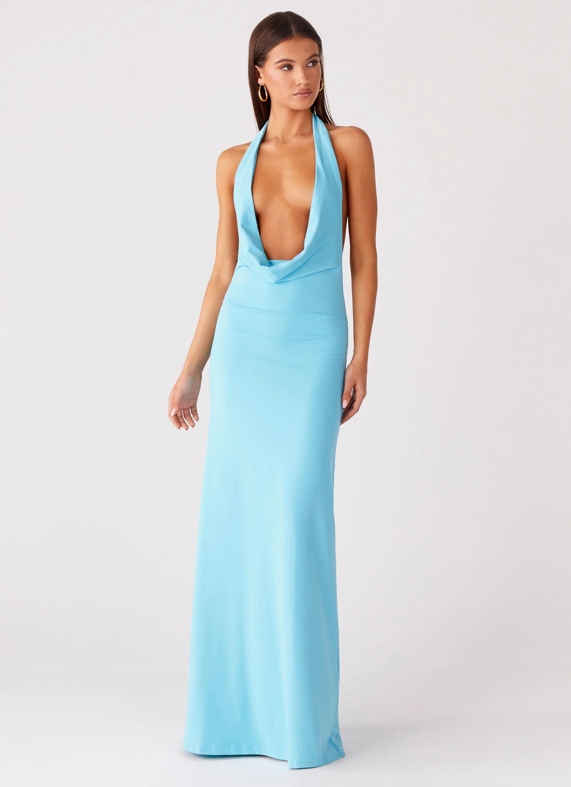 Driftwood Cowl Maxi Dress Turquoise