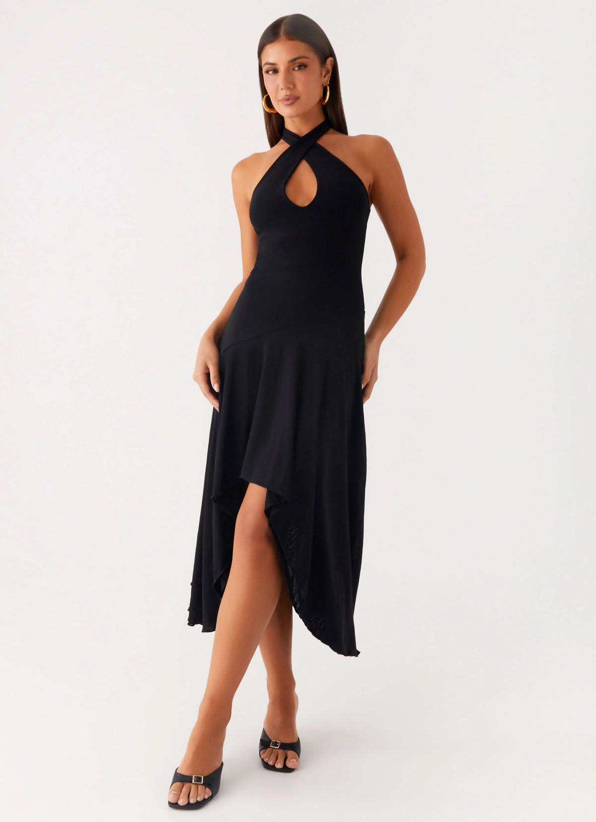 Velvet Sky Midi Dress Black