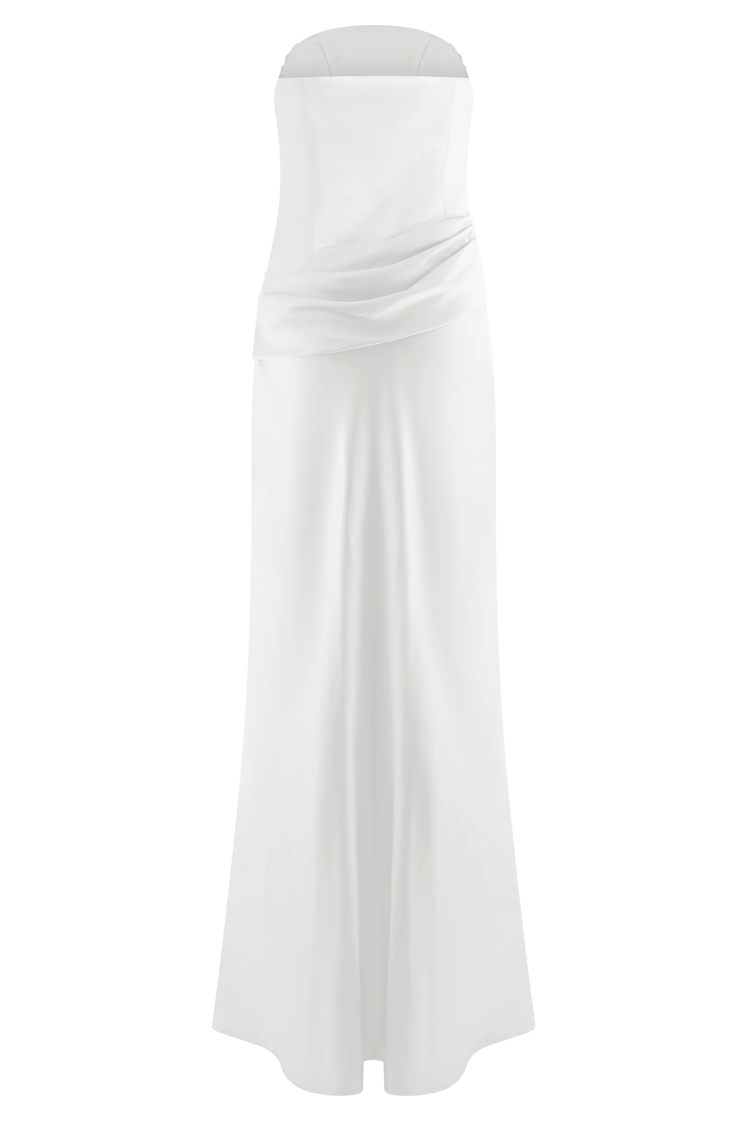 Jasmine Strapless Satin Maxi Dress White