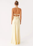 Ambre Mesh Panel Maxi Dress Yellow