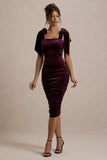 Tarna Port Velvet Midi Dress With Bow Straps