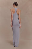 Alessandra Slinky Ruffle Maxi Dress Grey