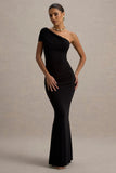 Alethea Black Asymmetric Bardot Maxi Dress