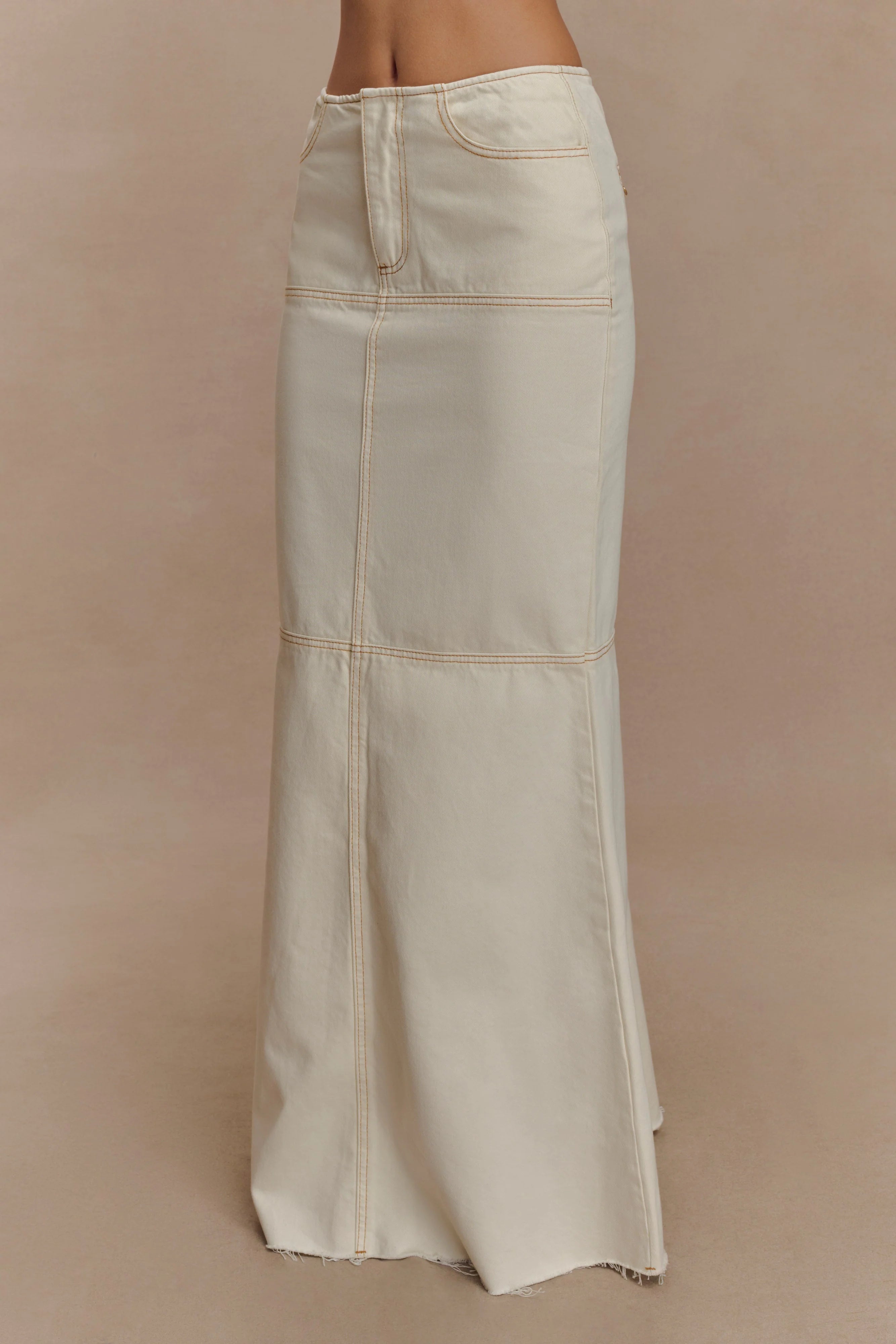 Loretta Denim Maxi Skirt Ecru