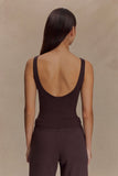 Natalya Ribbed Knit Cami Top Dark Chocolate