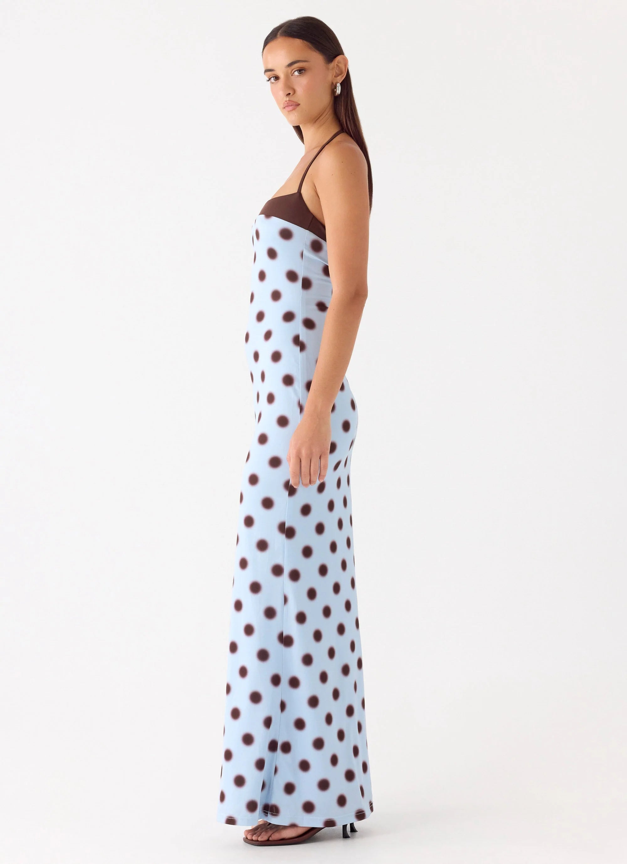 Alessandro Halter Maxi Dress Blue Mocha Dot