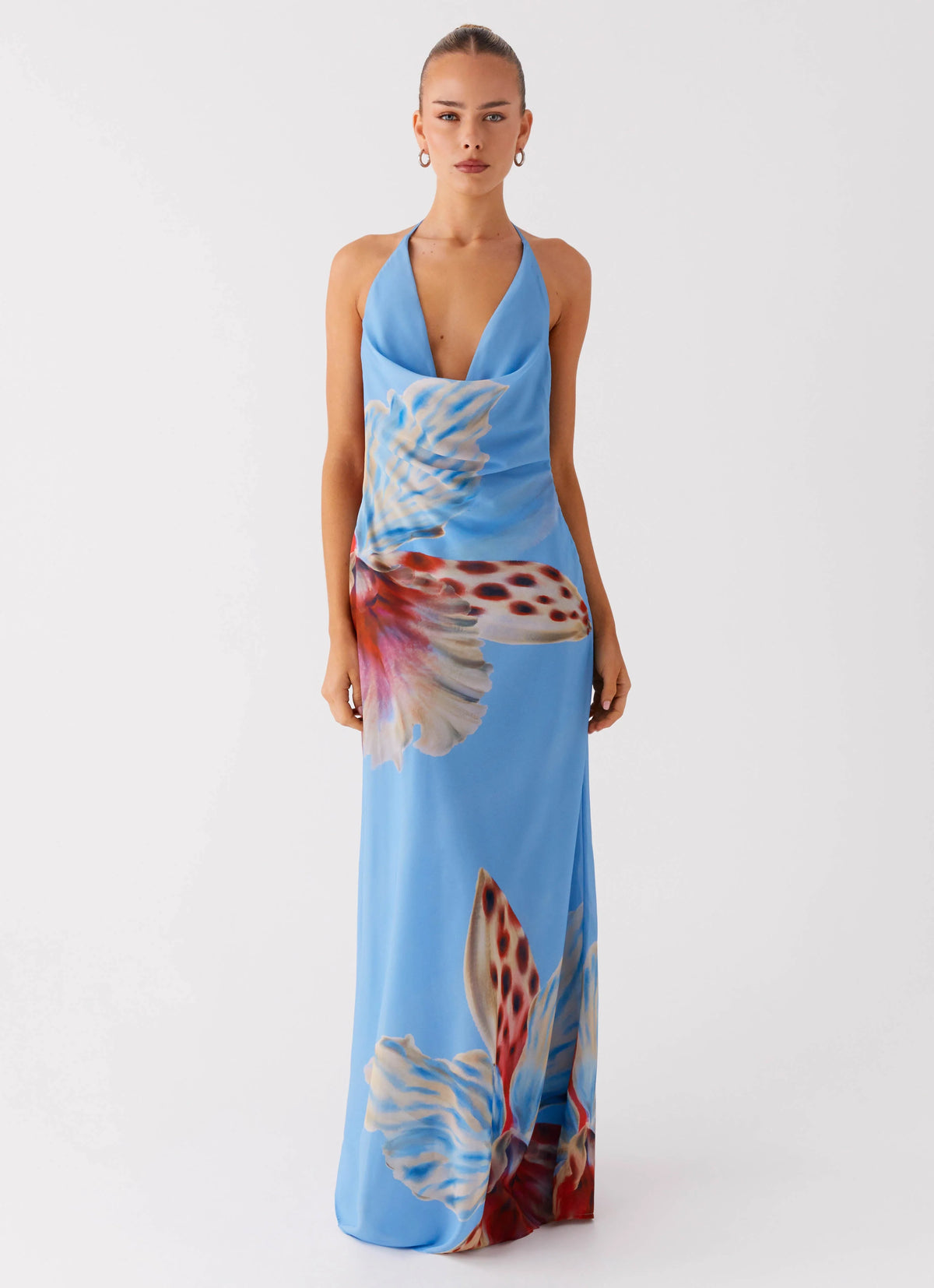 Stars Align Cowl Maxi Dress Deep Sea Bloom