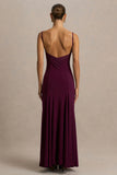 Gabbie Burgundy Cowl Neck Maxi Dress With Mesh Back Detail