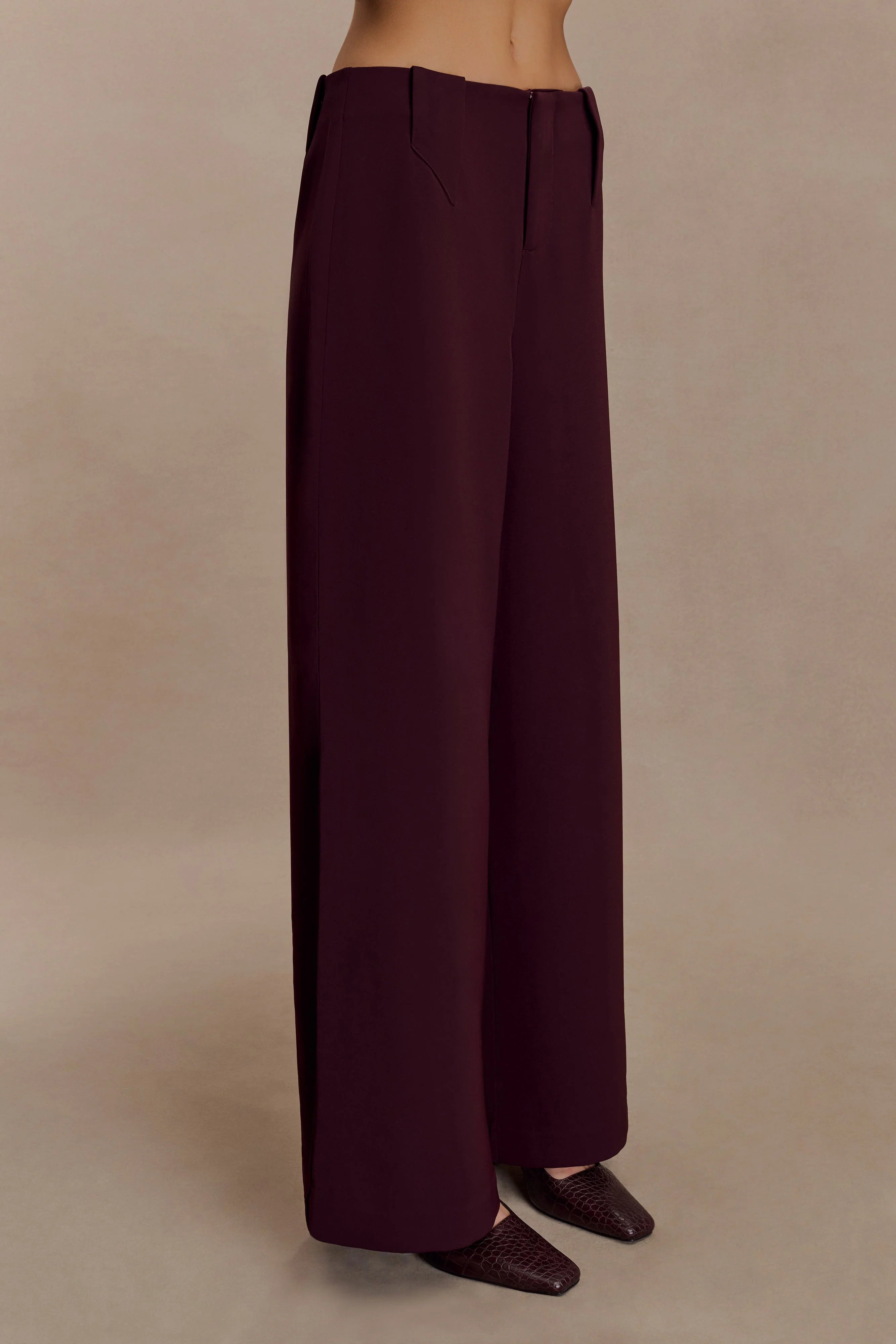 Arlo Wide Leg Suiting Trouser Mahogany