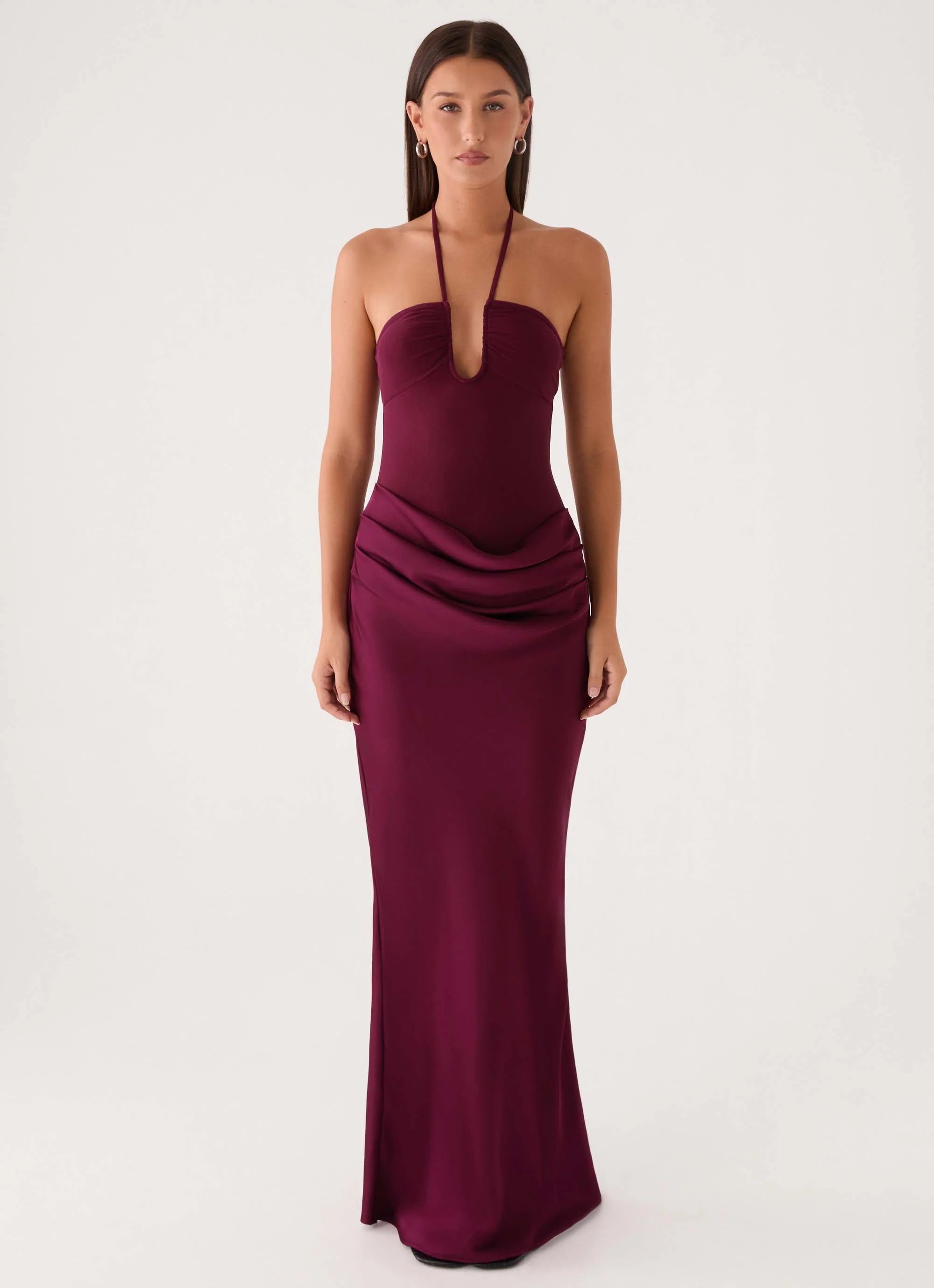 Verner Halter Maxi Dress Plum