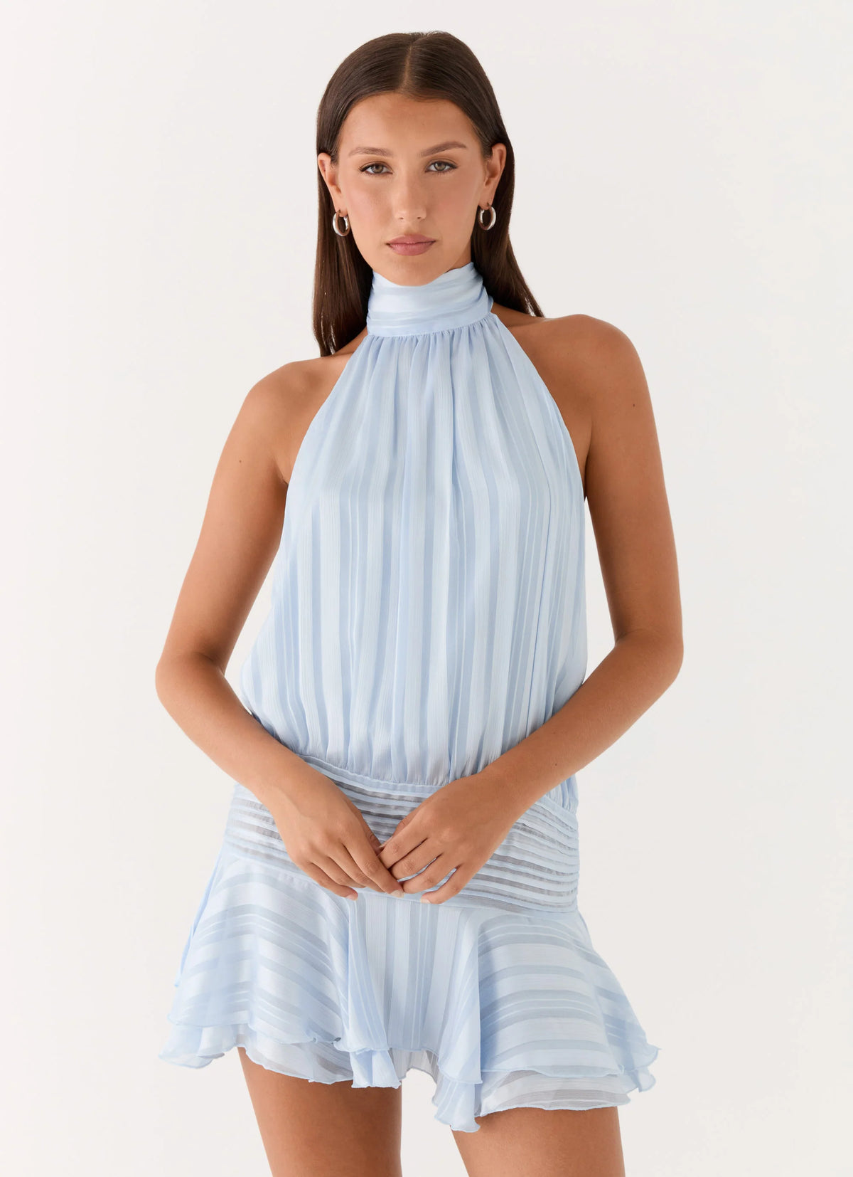Willow Chiffon Mini Dress Blue