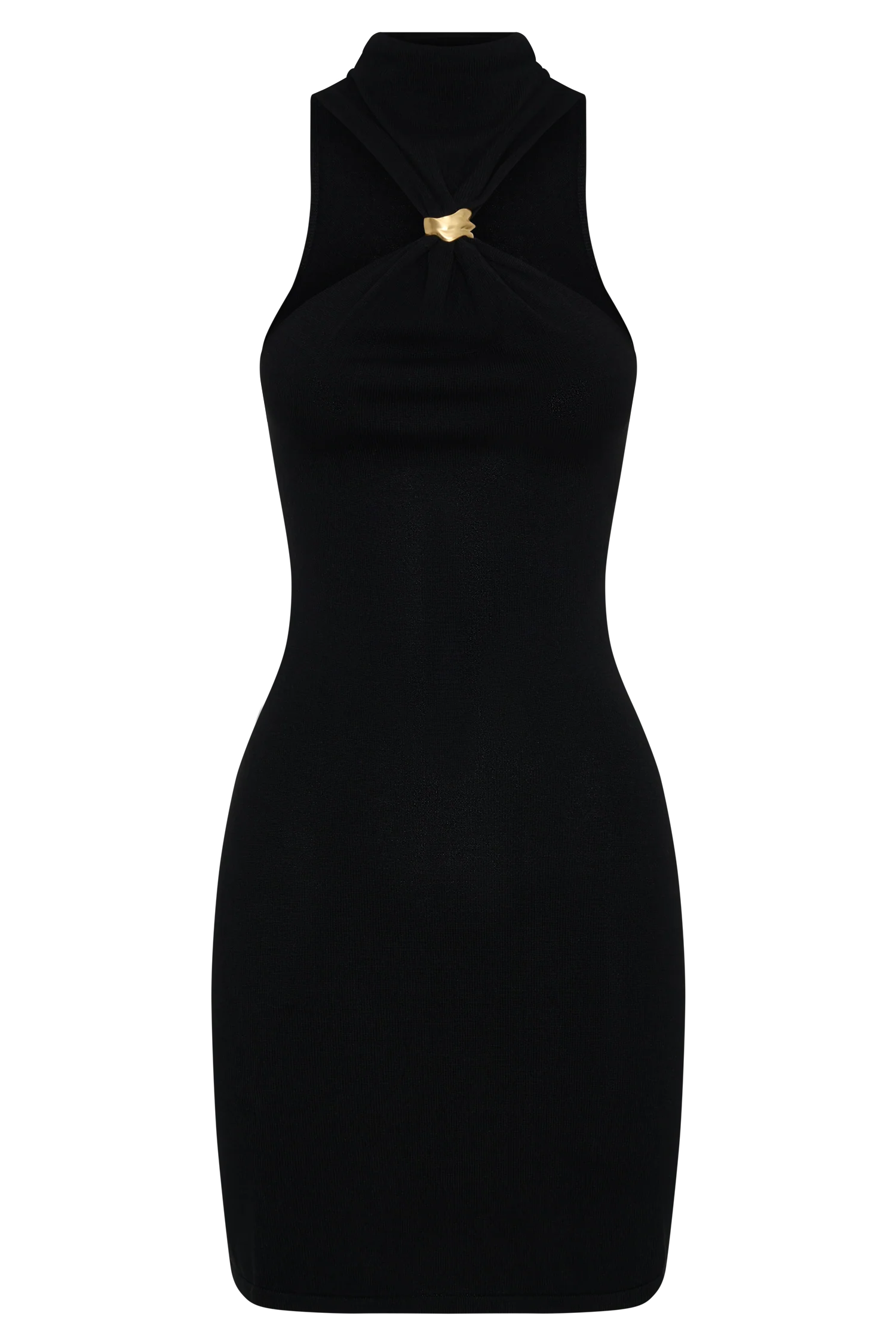 Hector Halter Neck Knit Mini Dress Black