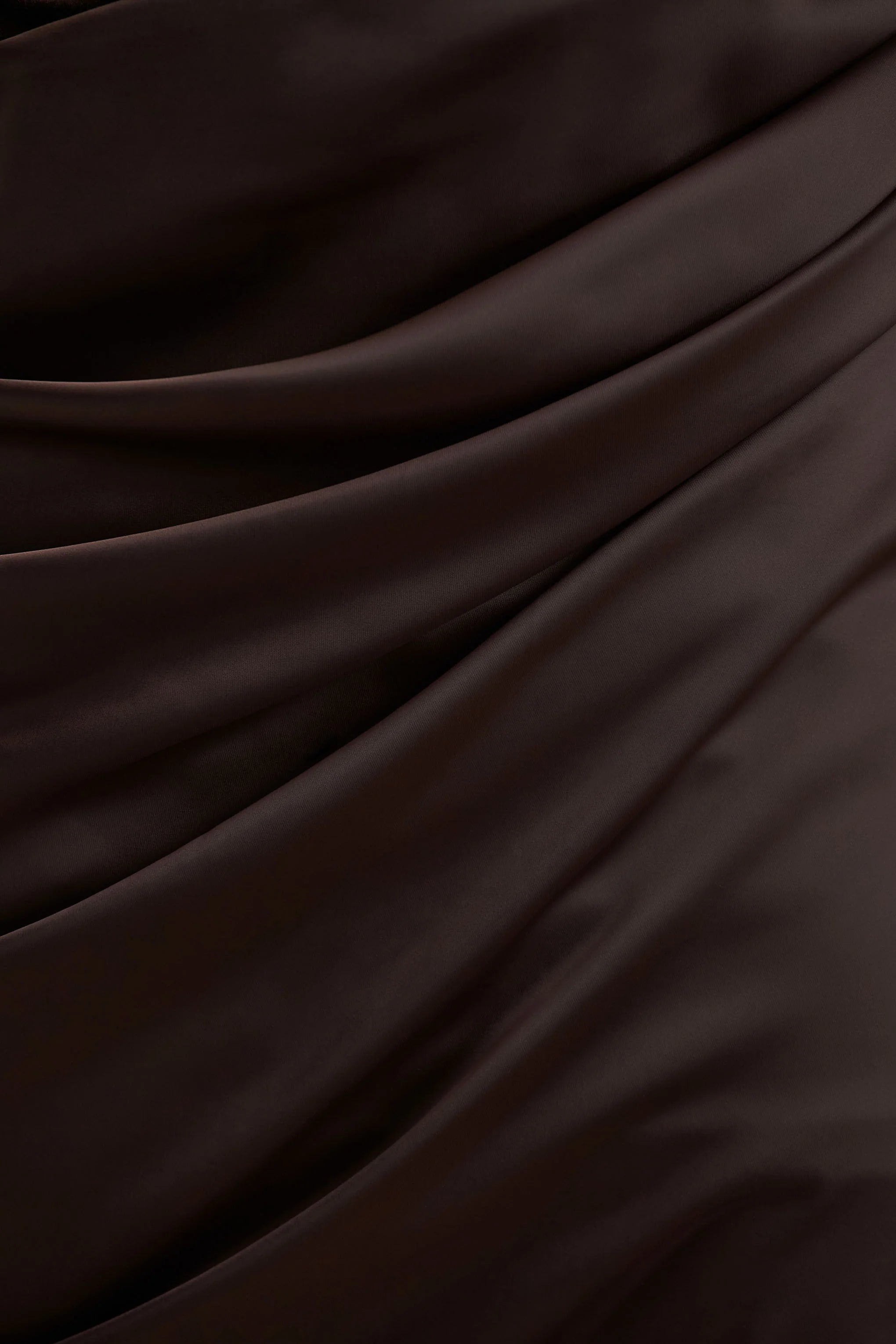 Sasha Brown Satin And Velvet Midi Dress With Wrap Detail
