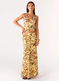 Call Me Low Rise Maxi Skirt Yellow Zebra