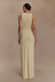 Stella Draped Slinky Maxi Dress Pale Lemon