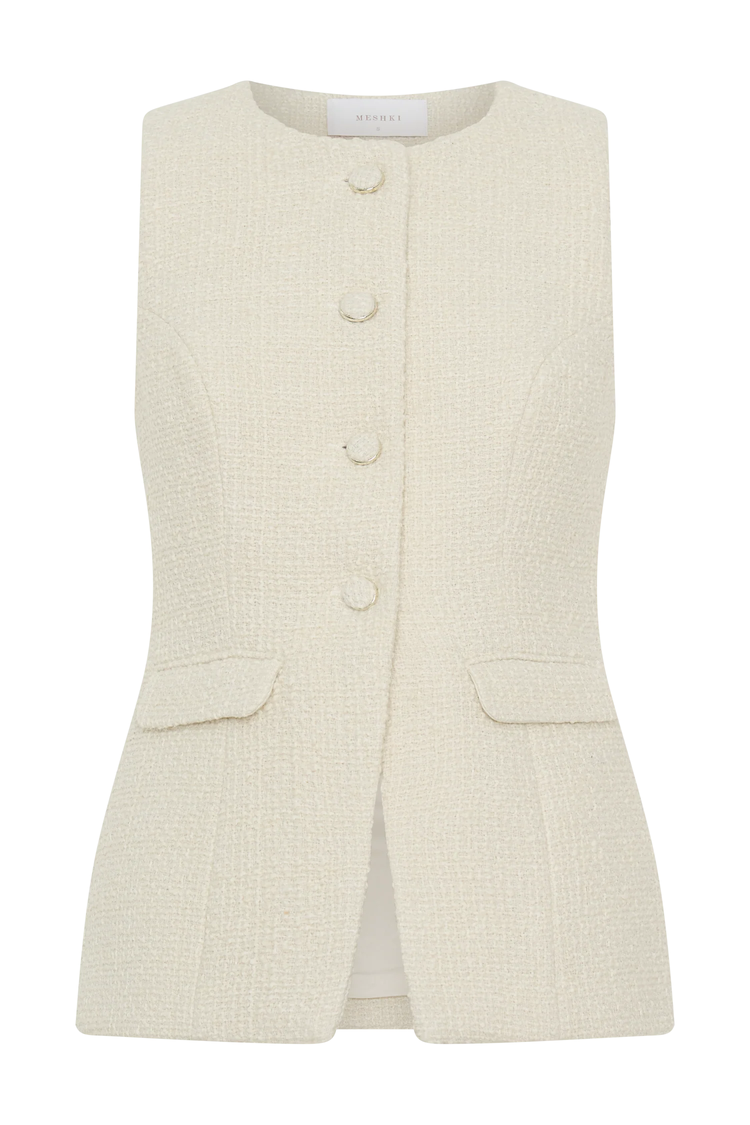 Camilla Boucle Sleeveless Vest Ivory