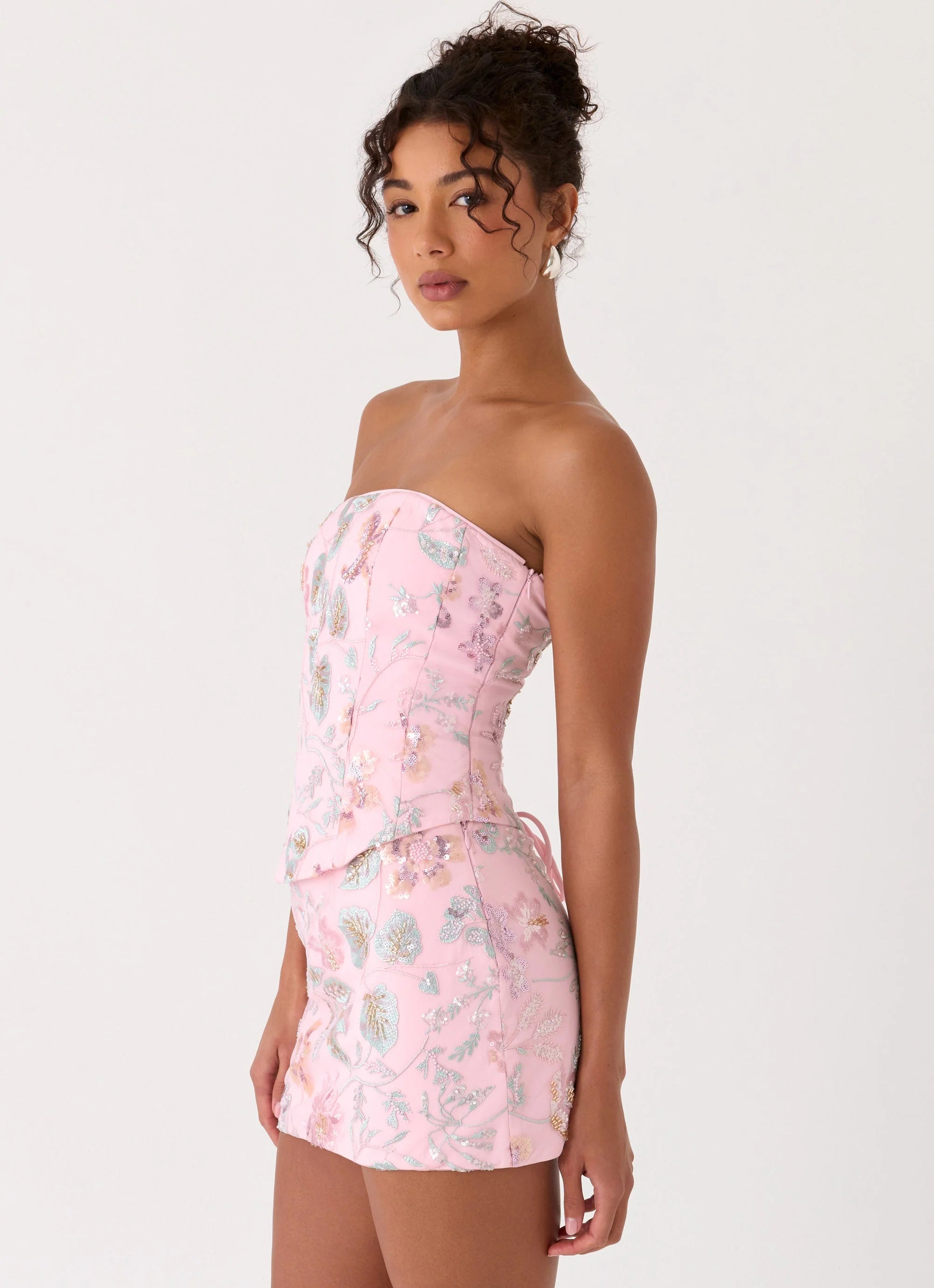 Solaire Strapless Corset Top Pink