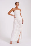 Bex Strapless Slinky Maxi Dress With Split Ivory