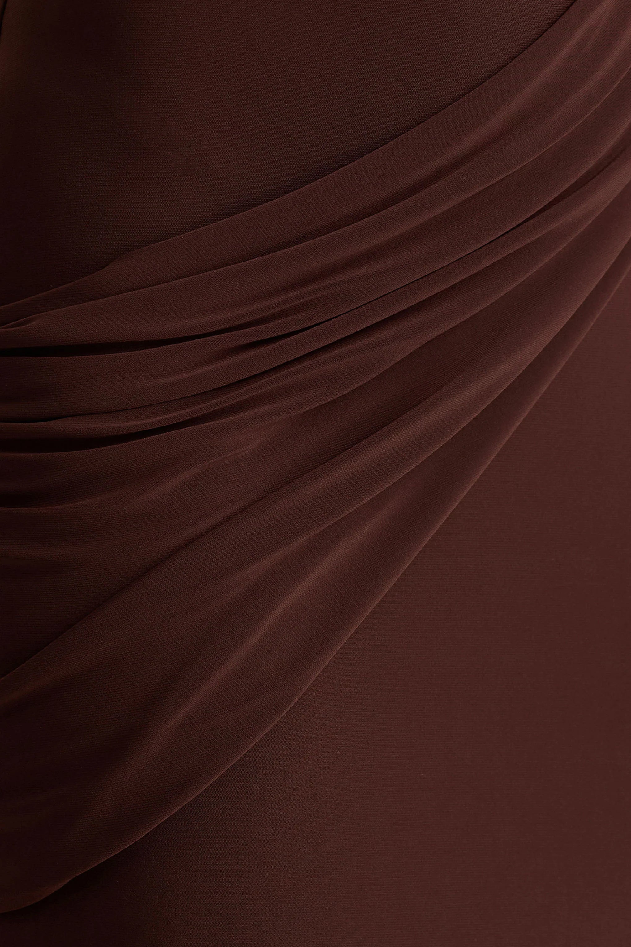 Tropic Brown High Neck Maxi With Long Cape Sleeve