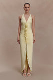 Alessandra Slinky Ruffle Maxi Dress Lemon