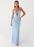 Flora Satin Maxi Dress Ice Blue