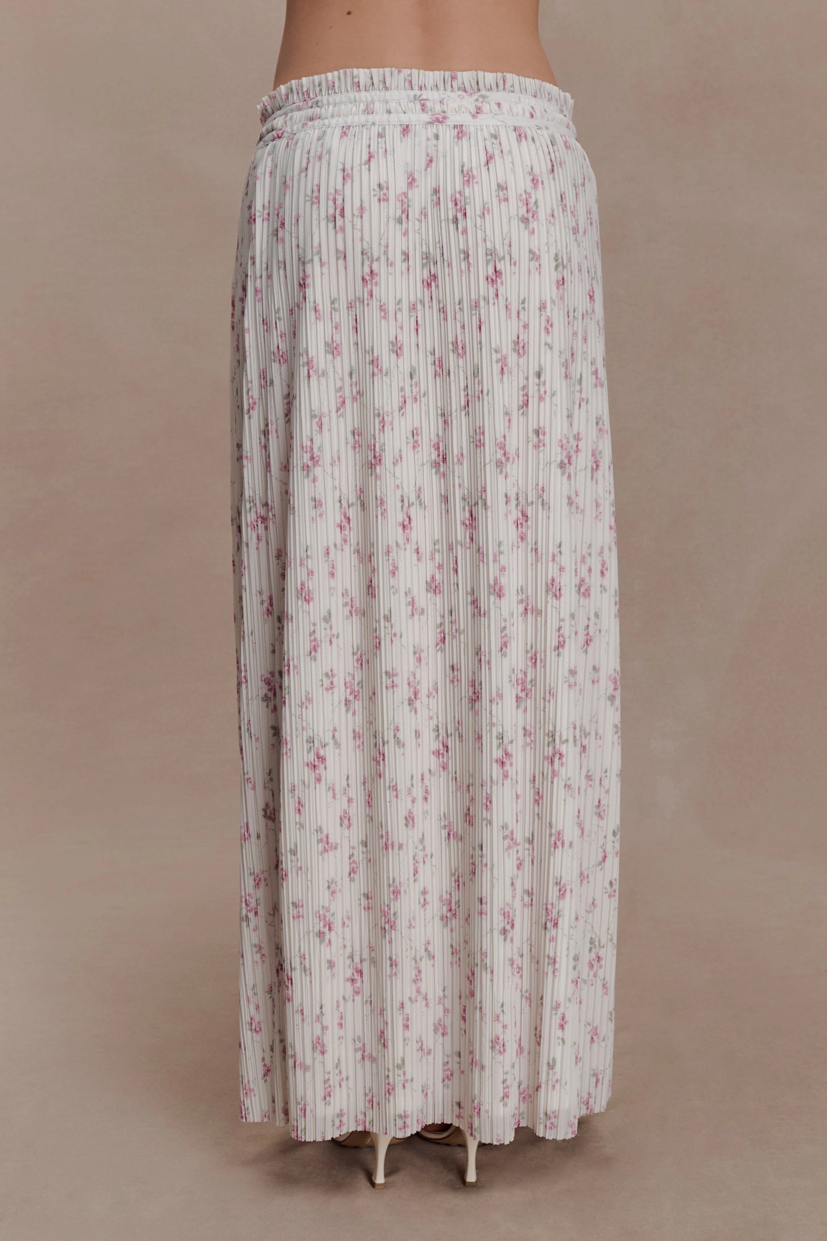 Amaris Gathered Plisse Maxi Skirt Floral Ditsy Print
