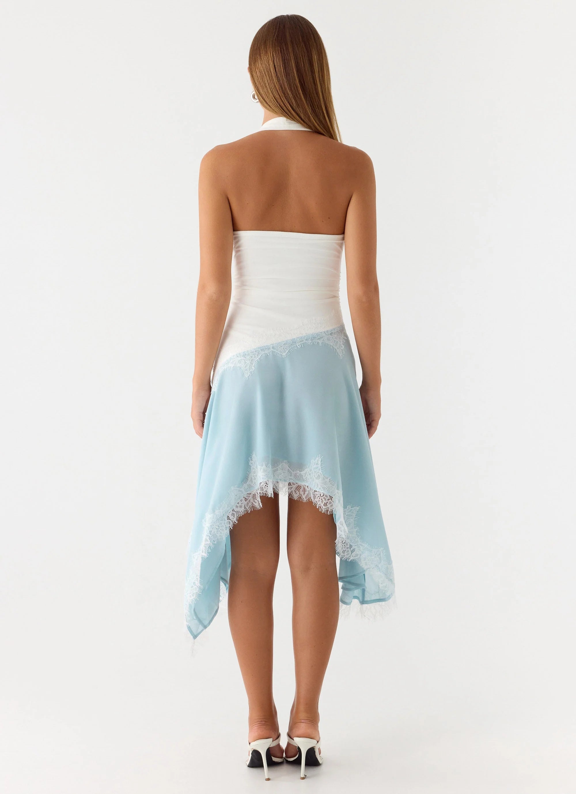 Brionee Midi Dress Pale Blue White