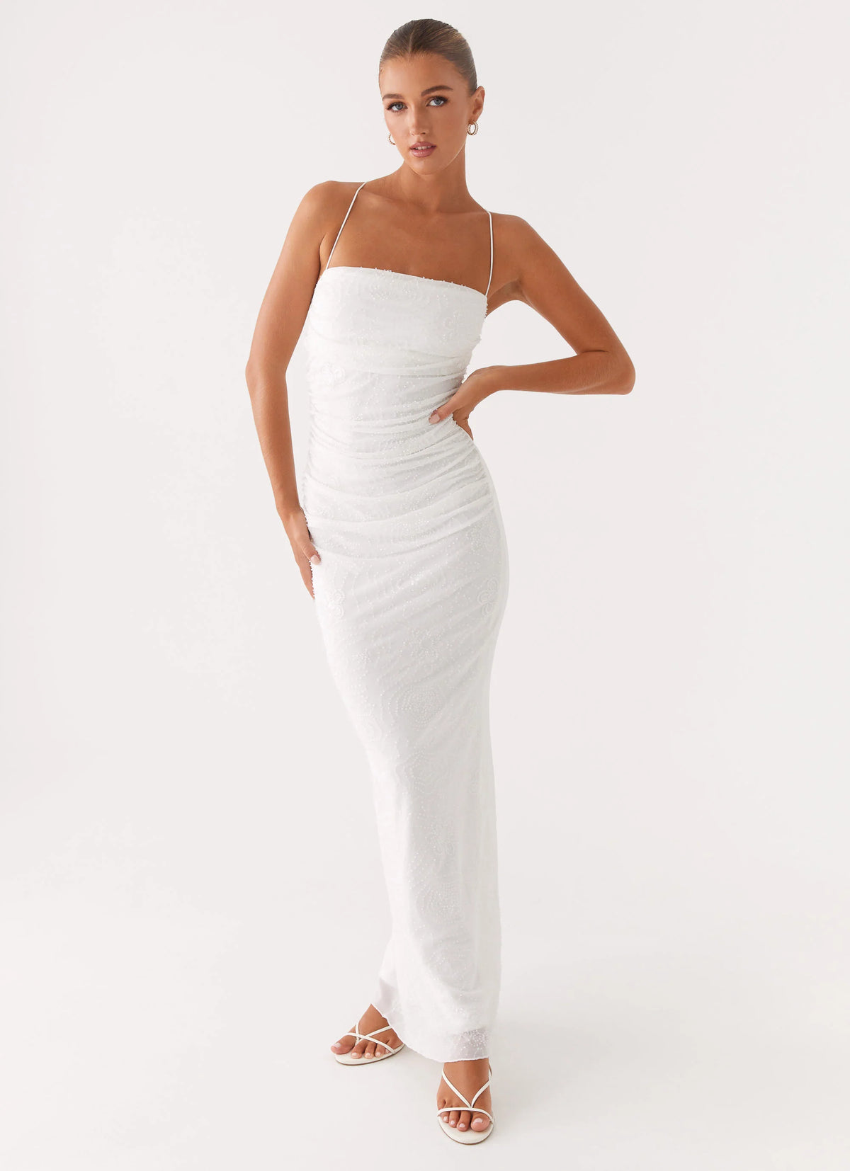 Paxton Beaded Maxi Dress White