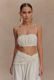 Scottie Shirred Linen Bandeau Oat Marle