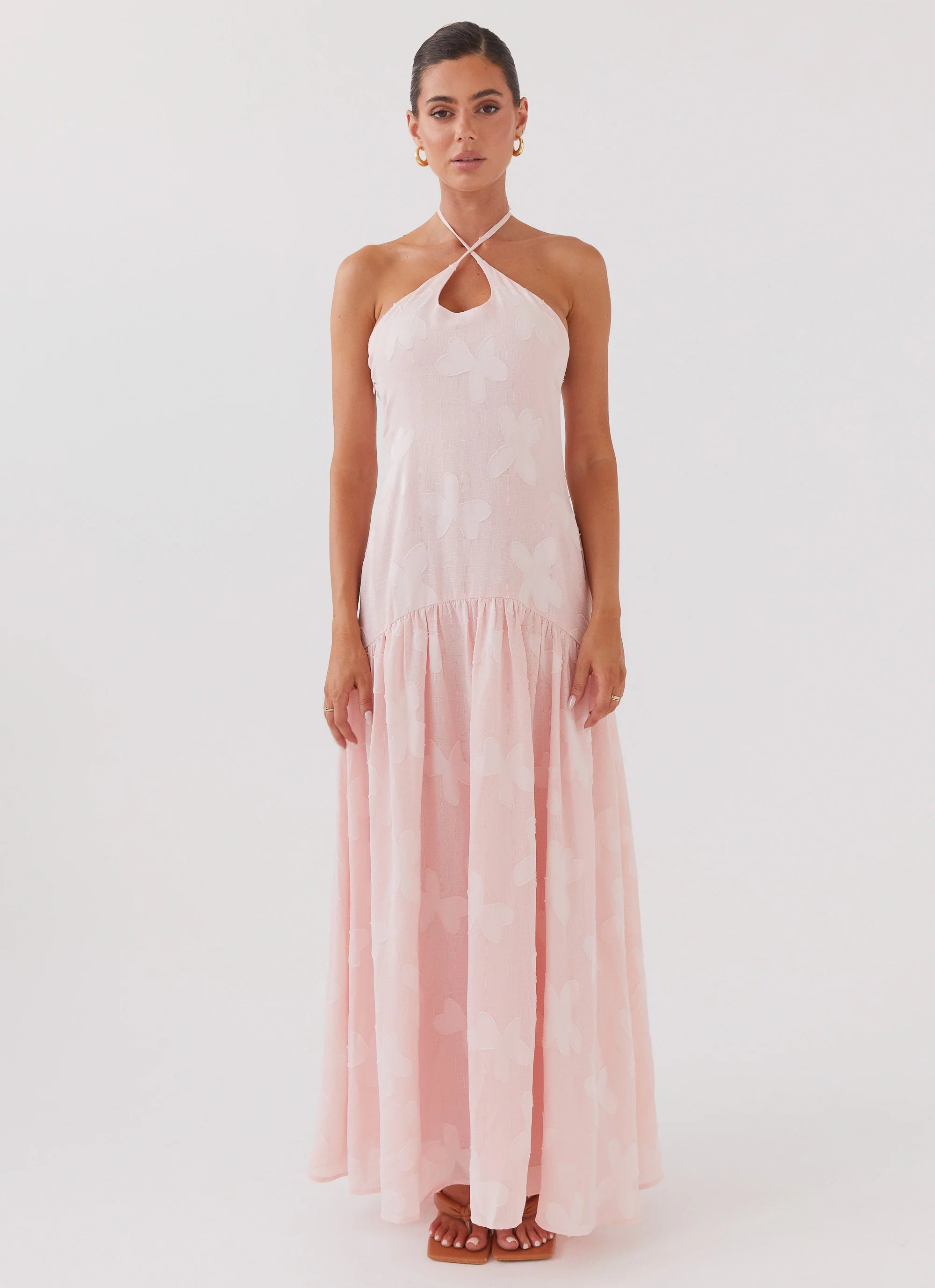 Blushed Cross Neckline Maxi Dress Pink Petal