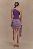 Cali Drape Skirt Knit Mini Dress Purple