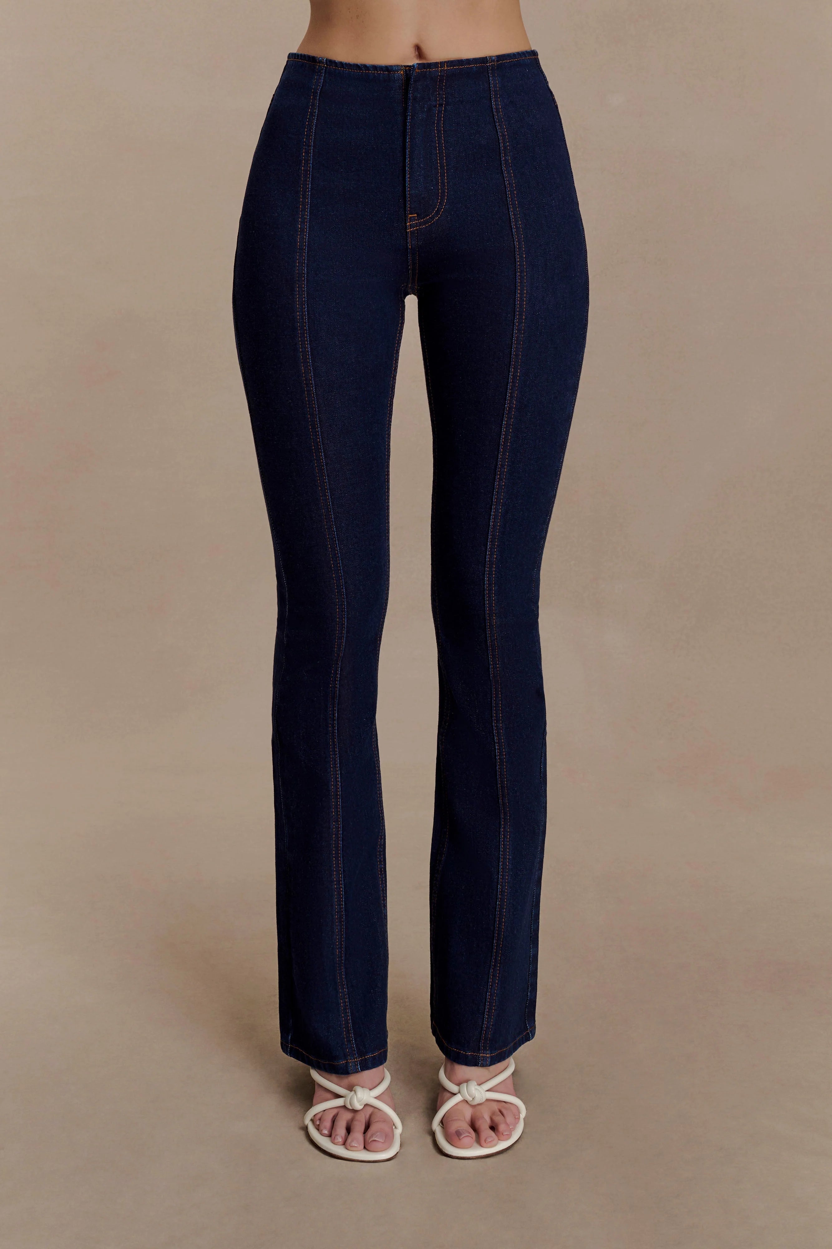 Clio Paneled Flare Jeans Indigo Blue