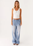 Back Again Straight Leg Denim Jeans Light Wash Blue