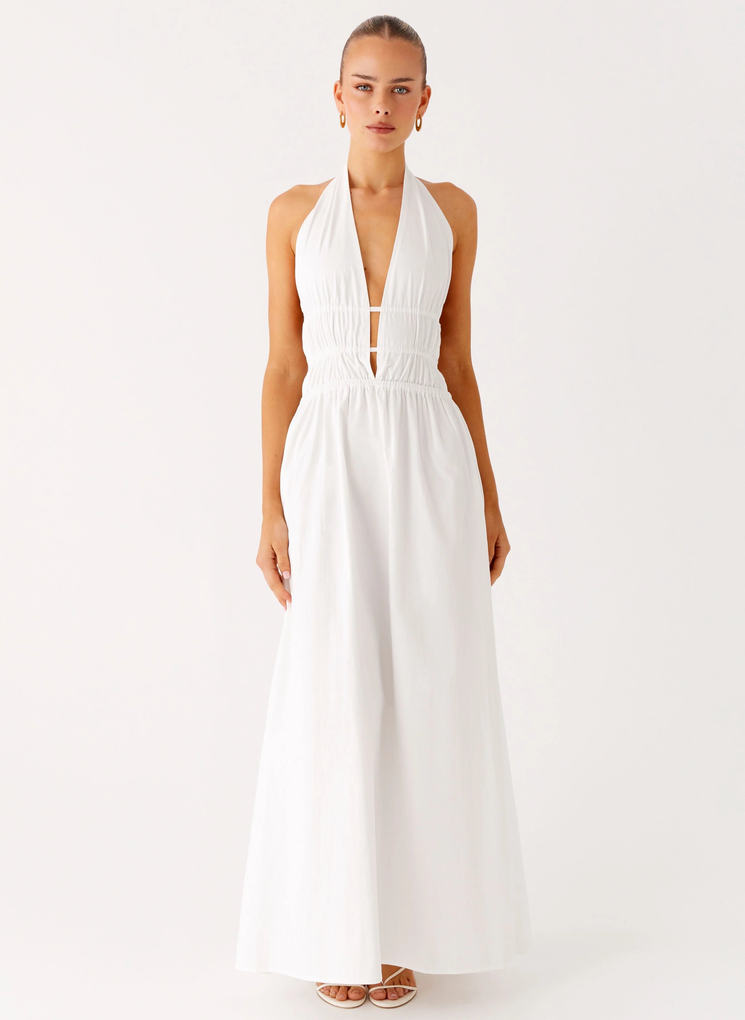 Figaro Halter Maxi Dress White