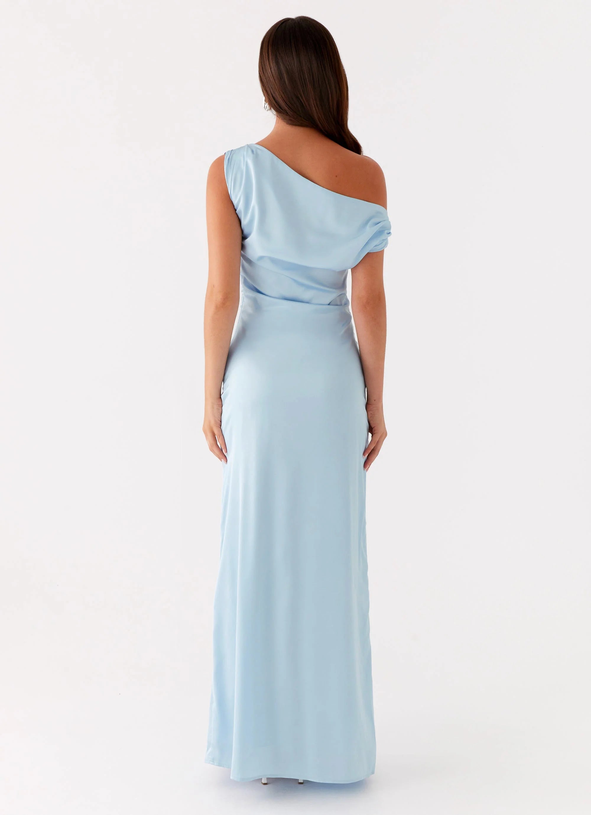 Heart Of Glass Satin Maxi Dress Blue