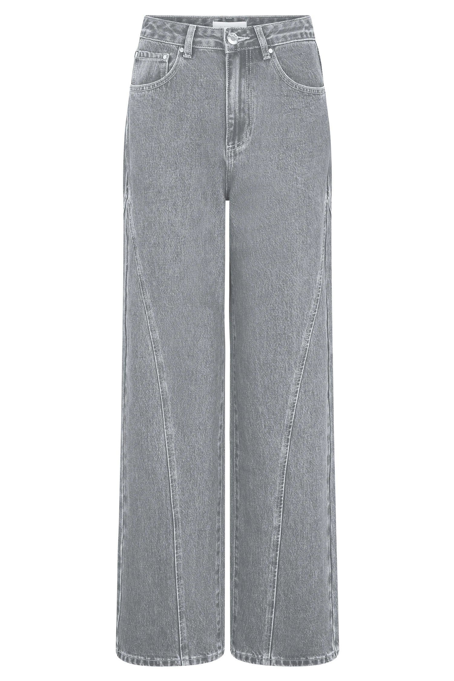 Georgette Mid Rise Paneled Denim Jeans Grey