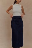Fallon Denim Midi Skirt Indigo Blue