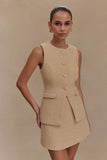 Camilla Boucle Sleeveless Vest Light Taupe