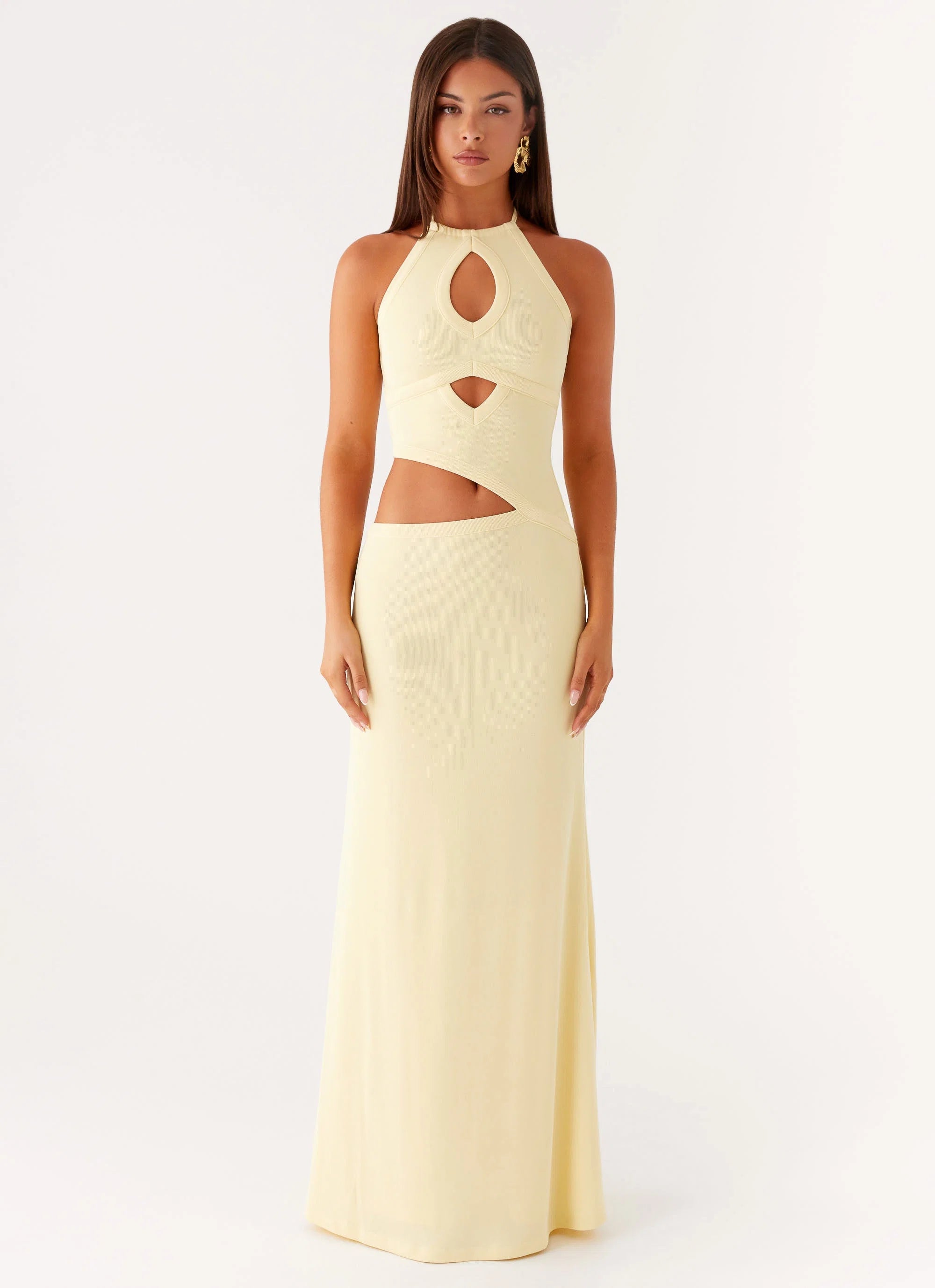 Lanah Cut Out Maxi Dress Yellow