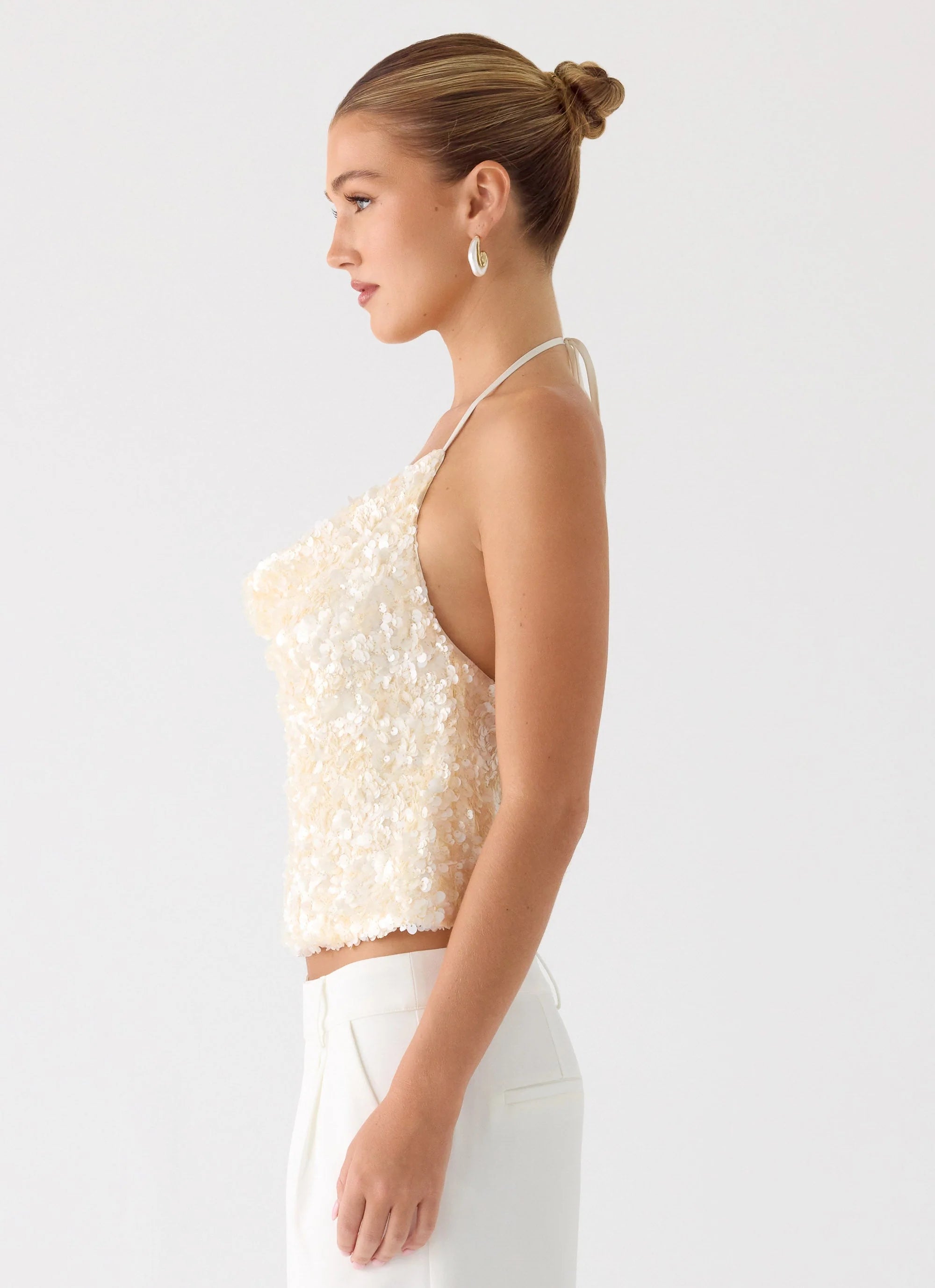 Amelita Sequin Top Ivory