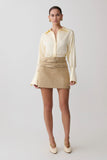 Gia Long Sleeve Satin Shirt Buttermilk