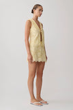 Tessa Broderie Tie Front Sleeveless Top Lemon