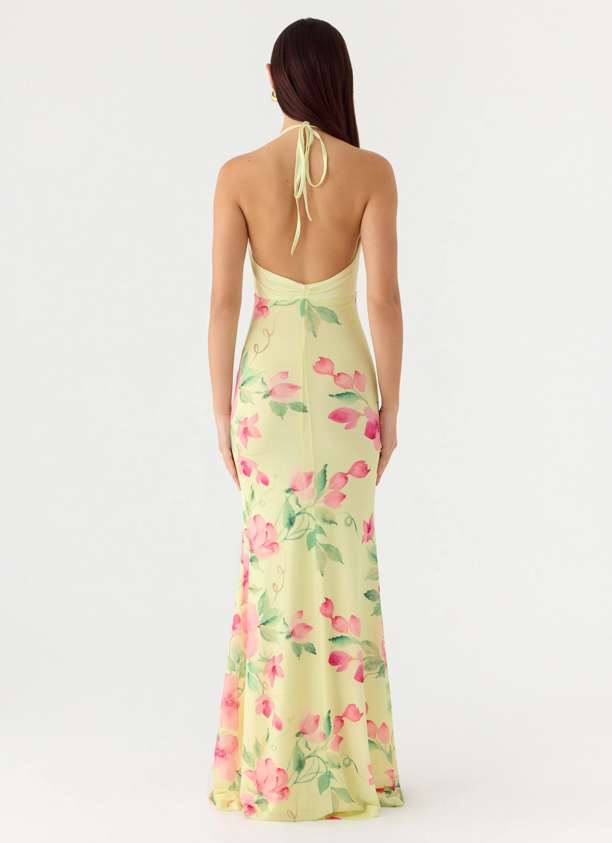 Takedown Halter Maxi Dress Lemon Soleil