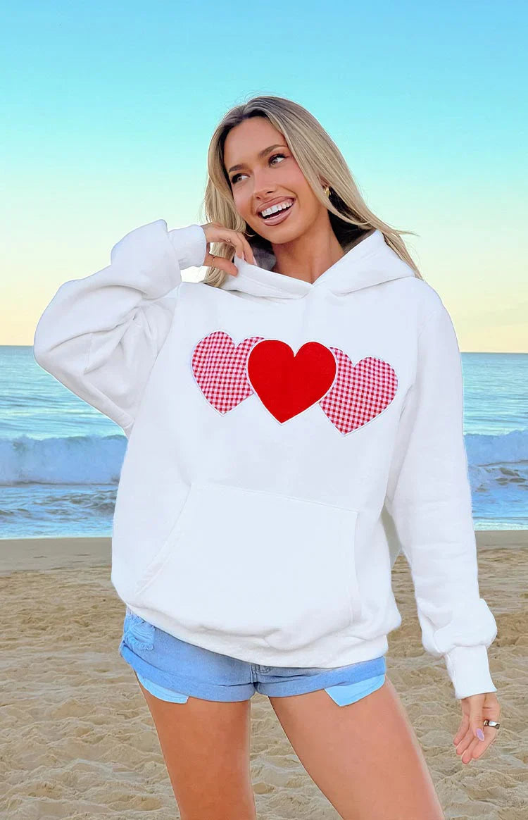 Beginning White And Red Heart Hoodie