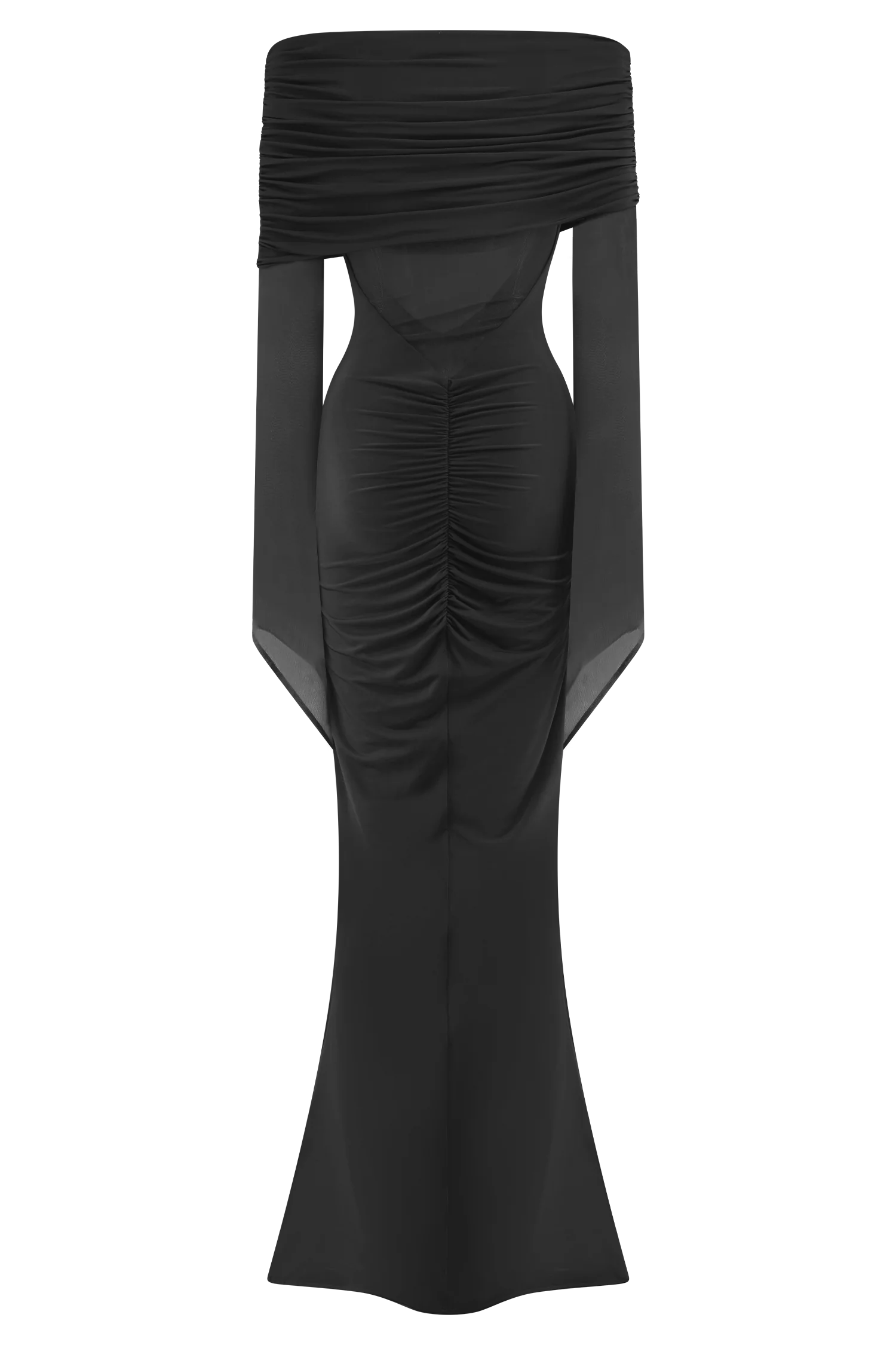 Kaitlin One Shoulder Slinky And Mesh Maxi Dress Black
